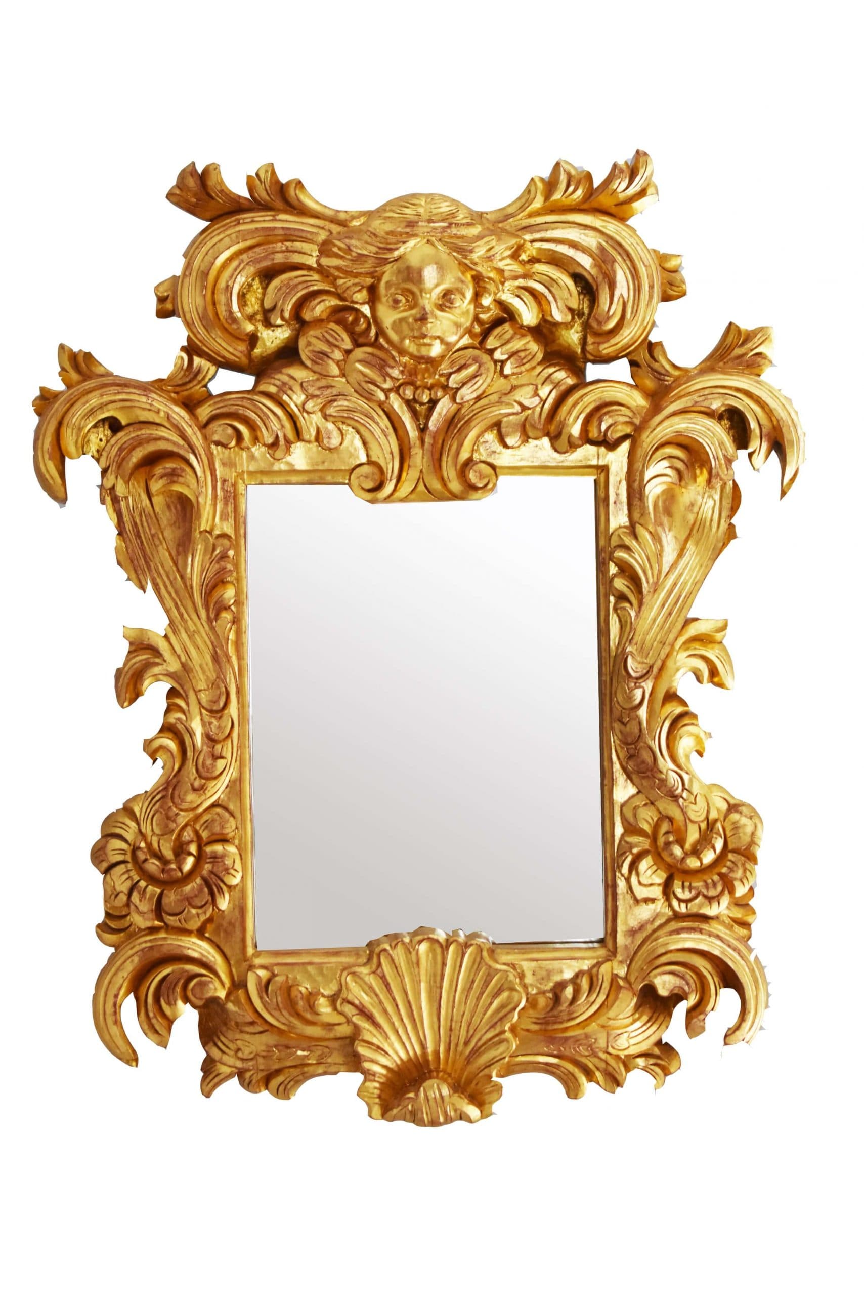 Огледало с дърворезба и розова позлата